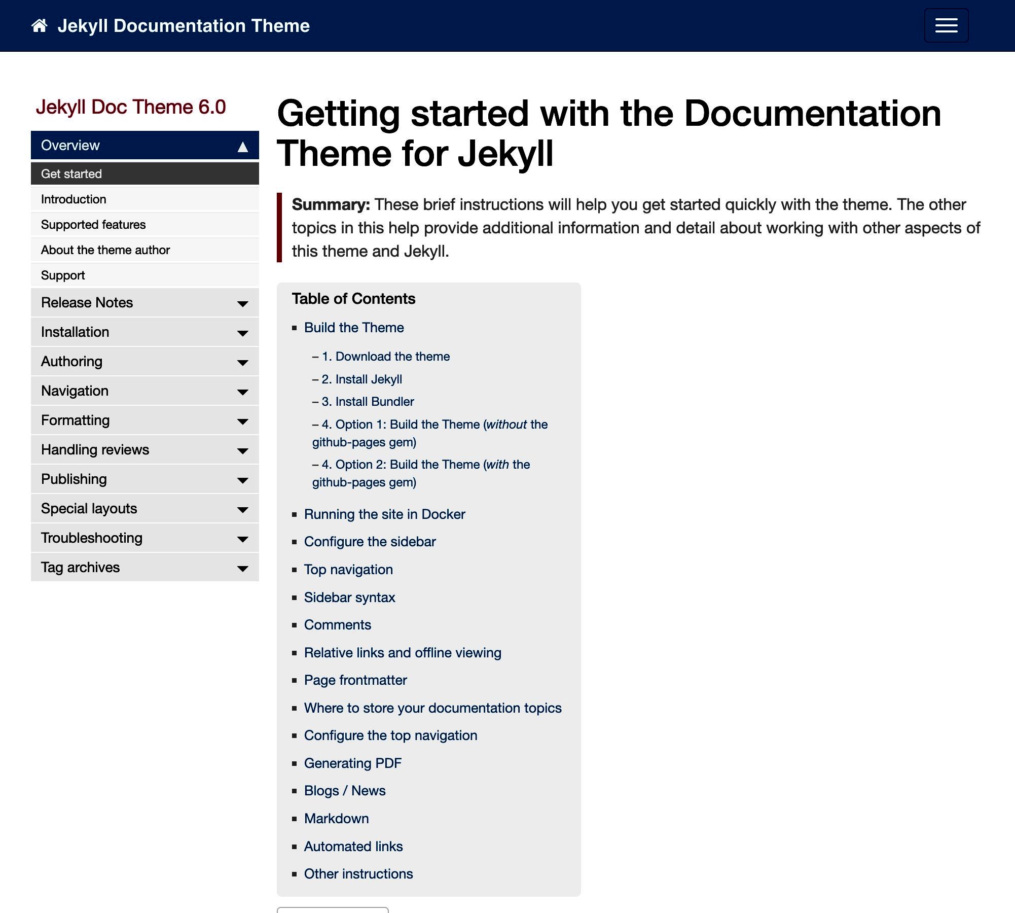 Documentation Theme Jekyll theme